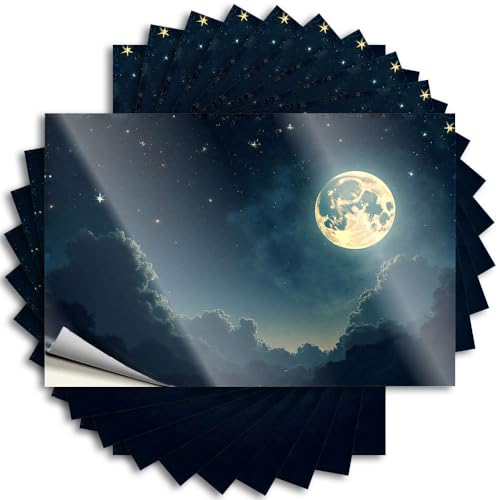 Calcomanía de vinilo extraíble con texto en inglés 'A Full Moon Shines Brightly in The Night Sky Book' (8 x 12 cm)