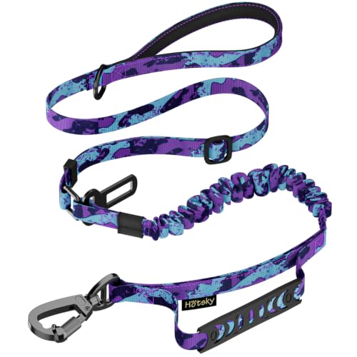 Hotsky Tactical Bungee Shock Absorbing No Pull Dog Leash,Purple Camo,4-6FT