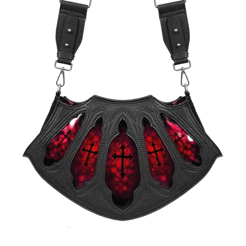 Sac à bandoulière en daim et verre rouge Restyle, l'excellence du style Whimsigoth