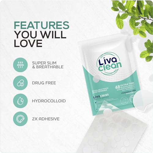 LivaClean 192 CT (4 PK) Hydrocolloid Pimple Patches - Pimple Patches for Face, Acne Patch for Face,