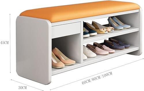 Banc à chaussures d'entrée et étagère de rangement basse de 100 cm de long - 4
