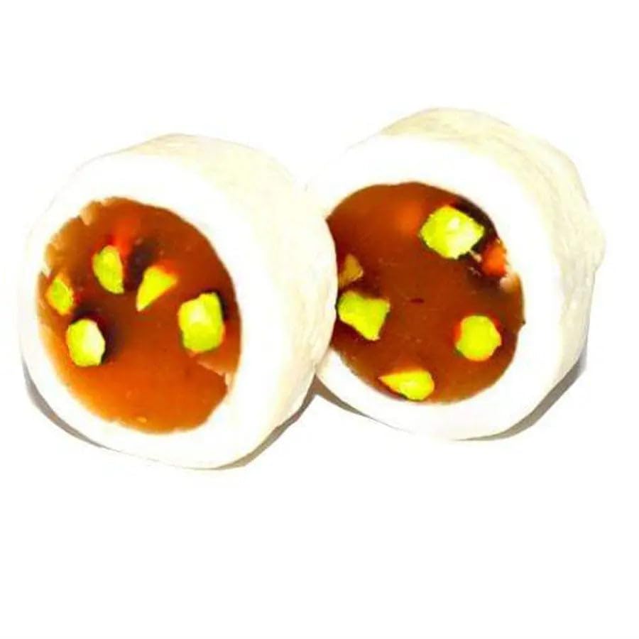 Image of NY Spice Shop Pistachio Coconut Malban Roll - 1 Pound Traditional Middle Eastern Nougat Candy with Pistachios & Coconut Flakes - Individually Wrapped Sweet Treat