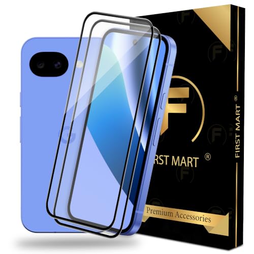Image of FIRST MART Tempered Glass Screen Protector for Google Pixel 10A - Full-Glue Screen Guard, 3D Edge to Edge, HD Clear, Bubble-Free, Case-Friendly, Black, Pack of 2