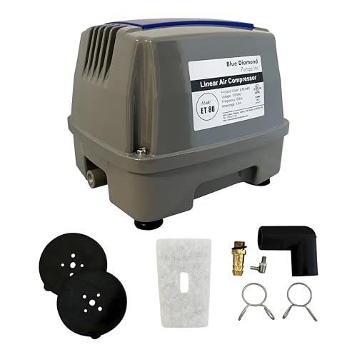 Blue Diamond ET80+ Plus - Septic or Pond Linear Diaphragm Air Pump with Free Additional Air Filter by Blue Diamond Pumps - Used condition - US$125.81