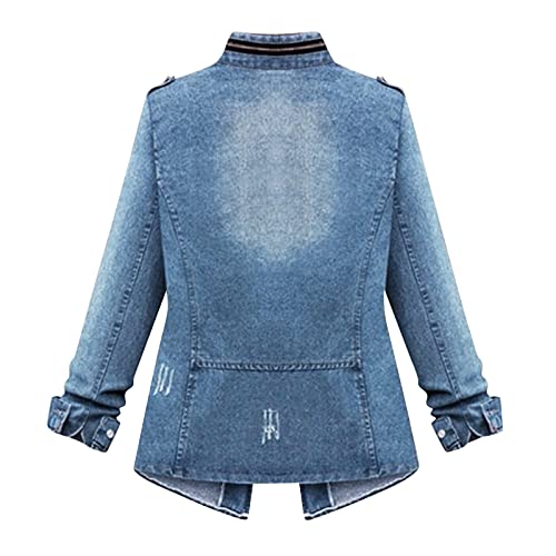 Stylish Casual Women's Jean Jacket Dressy Long Sleeve Plus Size Trendy Denim Outcoat - Fall/Winter4