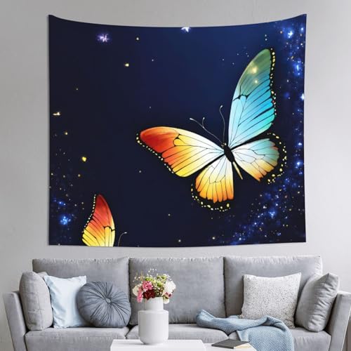 Tapiz para colgar en la pared EdWal de 152 x 130 cm, decoración de habitación con mariposas