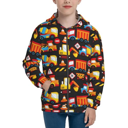 Construction Truck Kid Hoodies Boys Zip Up Sweatshirts Girls Pullover with Pocket3