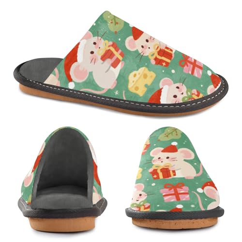 Slippers for Women Christmas Cute Mice Soft Fuzzy Women's Slippers Indoor and Outdoor Shoes2