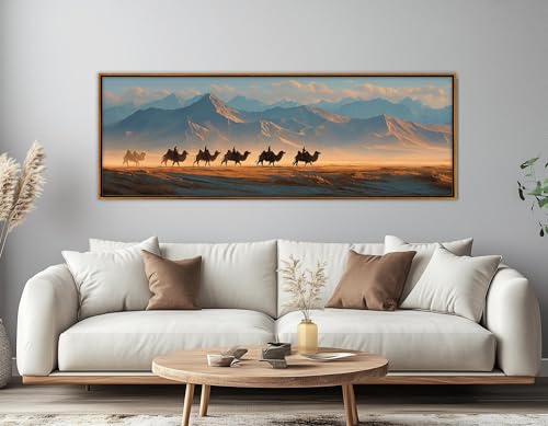 Toile Chameaux de la Route de la Soie grand format 55x165 cm