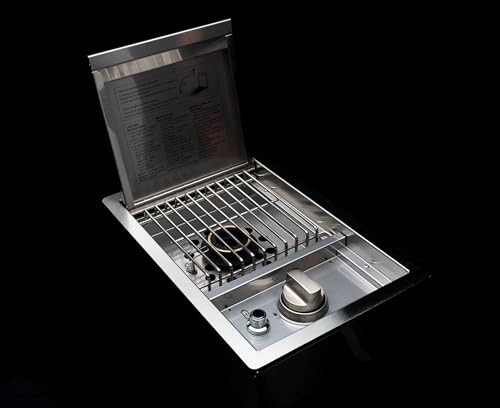 Image of Spire Stainless Steel Built-in Side Burner with Lid, 12000BTUs, Outdoor Propane Grill & Cooking, Convertible to Natural Gas, Perfect for Custom Kitchen Islands, 760-0023B