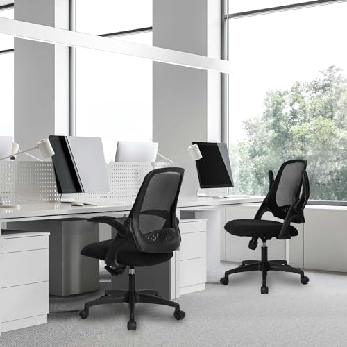 Image of NEO CHAIR Office Desk Chair, Ergonomic Mesh with Flip-Up Armrests, Black