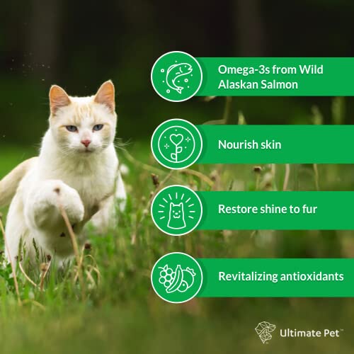 Ultimate Pet Nutrition® Nutra Thrive™ Cat 40 In 1 Nutritional Supplement For Cats + Feline Renew Omega-3 Advanced Immune, Joint And Skin Connective Tissue Support Supplement For Cats #TOP6