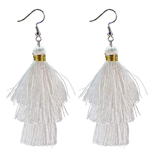 AD Beads Fashion Charm Crystal Silk Tassel 3 Layers Fan Fringe Da...