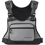 OUMURS Reflective Motorcycle Chest Bag with Quick-Release Buckle for Men & Women, Water-Resistant 1800D Chest Pack, 2L Hydration Compatible, High Visibility for Riding, Cycling, Hiking