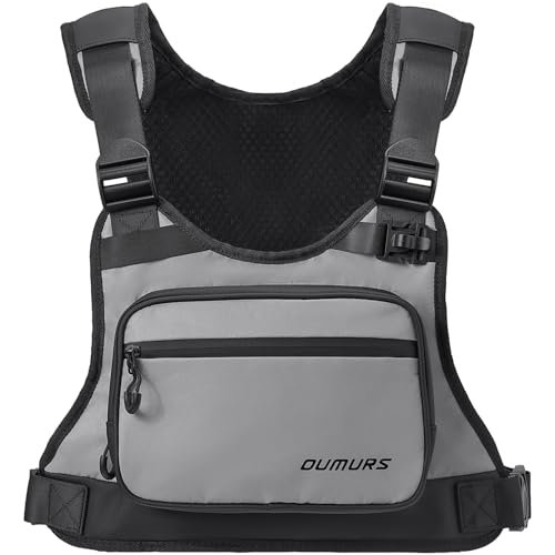 OUMURS Reflective Motorcycle Chest Bag with Quick-Release Buckle for Men & Women, Water-Resistant 1800D Chest Pack, 2L Hydration Compatible, High Visibility for Riding, Cycling, Hiking