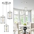 Osimir 3-Light Pendant Lighting, Brushed Nickel Dining Room Chandelier Light Fixture Over Table with Clear Glass, Modern Cluster Hanging Lights for Kitchen Island Sink, OS-3014-3BN
