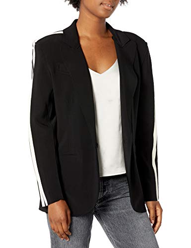Norma Kamali Women's Side Single Breasted Jacket, Black/Engineered Stripe, S