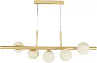 Pendente Jabuticaba Moderno 5 Globos de Vidro Alumínio Dourad Base G9 Fio Regulável 2m Decoração Interior