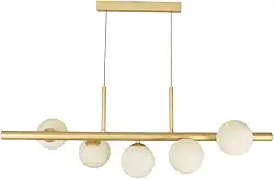 Pendente Jabuticaba Moderno 5 Globos de Vidro Alumínio Dourad Base G9 Fio Regulável 2m Decoração Interior