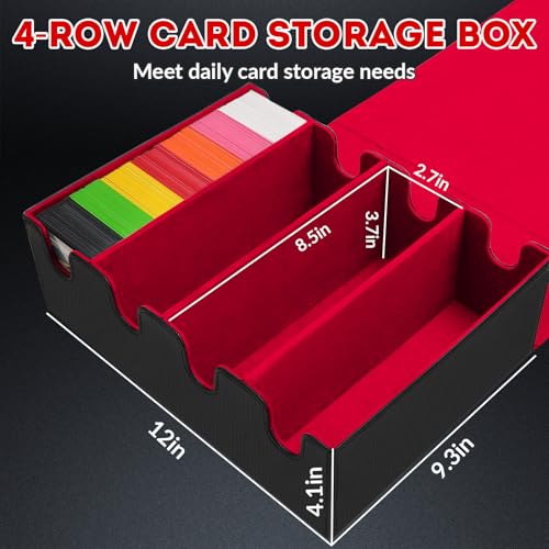 VEUWOLM Boîte à Cartes pour Plus de 2800+ Cartes, Boîtes de Rangement pour Cartes à Collectionner Avec 10 Séparateurs, Boîtes Magnétiques de Qualité Supérieure, pour Cartes TCG Magic(Noir Rouge) – vue 2