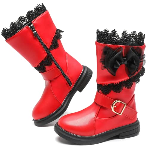 Kkdom Girl's Fashion Non Slip Side Zipper Boots Fur Lined Tall Waterproof Winter Boots With Cute Bowknot #TOP18