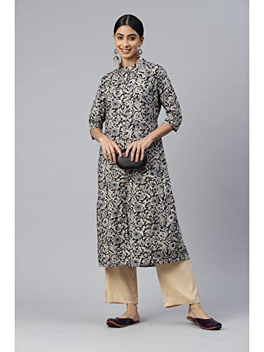Image of Vbuyz Women's Floral Print A-Line Cotton Stitched Kurta