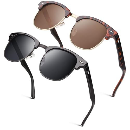 Image of GQUEEN Classic Horn Rimmed Semi Rimless Polarized Sunglasses for Men Women GQO6