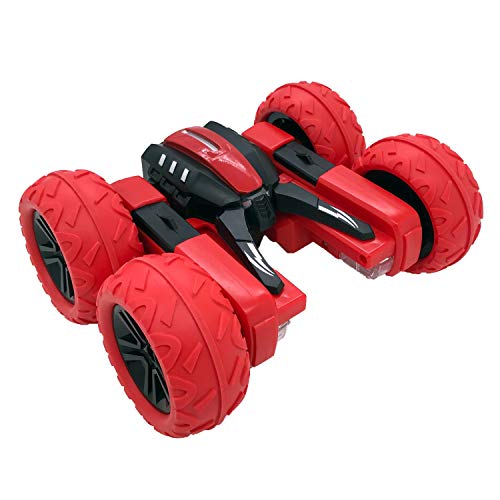 Threeking Rc Rotating Stunt Cars Flowering Remote Control Cars Toys With Lights Double-Sided Driving 360-Degree Flips Rotating Car Toy, Red #TOP4