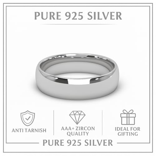 Image of Pure 925 Sterling Silver Plain Band Ring for Women Men in 18k Gold Plated | Simple Classic Wedding Ring for Him and Her | Best Gift | Couple Band
