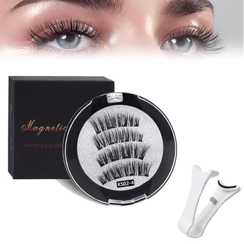 Mhepzol Magnetic Eyelashes - 2 Pairs Natural Look 3D Effect Long Lasting and Reusable False Lashes With Applicator Soft Comfortable False Lashes No Glue Needed or Eyeliner Easy to Wear and Remove