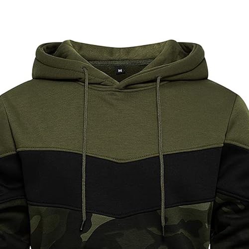 Camo Hoodie Men Color Block Casual Loose Fit Sweatshirts Heavyweight Fleece Lined Pullover Sweatshirt2