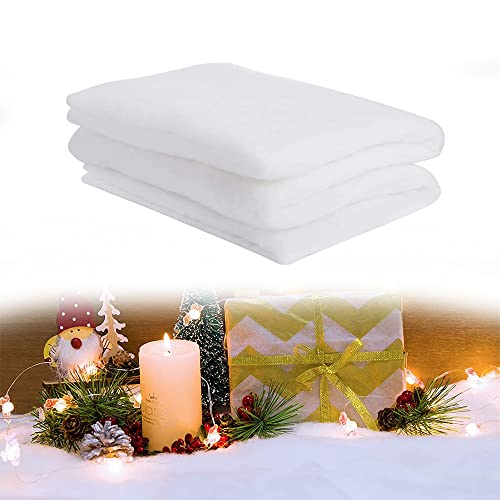Ruolin Set de Manta de Nieve de Navidad, Mantas de Nieve Artificiales Blanco Rollo de Manta de Nieve Falsa 240 x 80 cm Decoración del Hogar Adecuado para Faldas de Árboles de Navidad