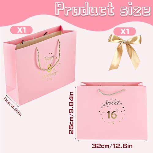 Yiran Geschenktüte zum 18, Rosa Sweet 18th Birthday Geschenktüte,Geschenk für Mädchen, 13' süße Geschenktüte zum 18 Geburtstag, Geschenkverpackung für Geburtstag,Geschenk, Feier Dekoration Party