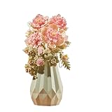 Apaeofl レゴ互換 造花 ブーケ ジャスミン 芙蓉 カーネーション 蘭 バラ アクリル製 花瓶付き、DIY工作キット、インテリア雑貨、ギフト用、女子向け、14歳以上対象、バラエティ豊かな花束セット (馨暖花香 - 花瓶付き)