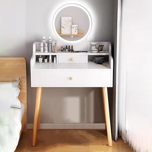 Tocador blanco con espejo LED para transformar el rincón de tu dormitorio elegante 2