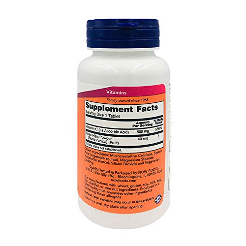 Vitamina C 500mg com Rosa Mosqueta Now Foods 100tab 2un