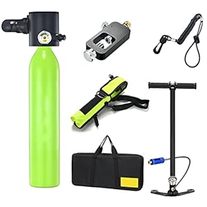 BUTXET duiktank, 0,5 liter mini herbruikbare duiktankset, draagbare hervulbare zuurstofcilinder met 5-10 minuten onderwaterduikuitrusting (kleur: geel)