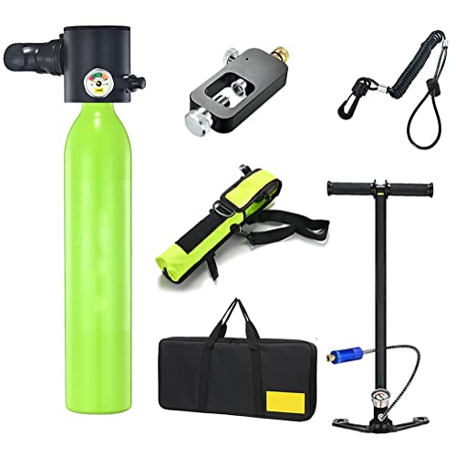 BUTXET duiktank, 0,5 liter mini herbruikbare duiktankset, draagbare hervulbare zuurstofcilinder met 5-10 minuten onderwaterduikuitrusting (kleur: geel)