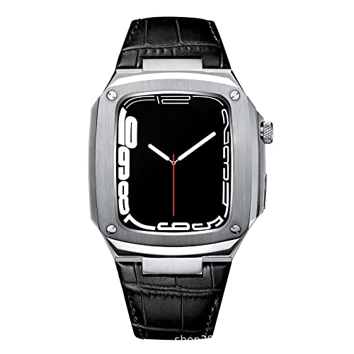 Bracelet de montre en cuir et boîtier acier Apple Watch 44mm pour le bureau