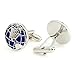 Zhenhui Silver Blue 2 PCS Mens Stainless Steel World Map Shirts Cufflinks (Blue1)