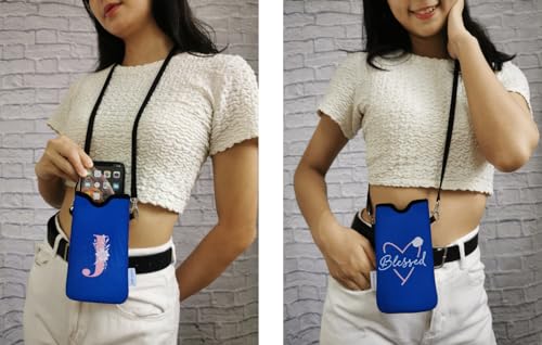 Image of Tainada Neck Phone Personalized Initial Pouch w /Crossbody Strap(Letter J)