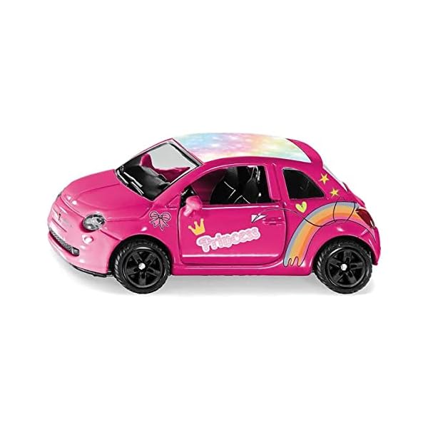 siku 6503, Bastelset Style my siku, Fiat 500 Prinzessin, Metall/Kunststoff, Pink, Spielzeugauto inkl. Stickerbogen zur…
