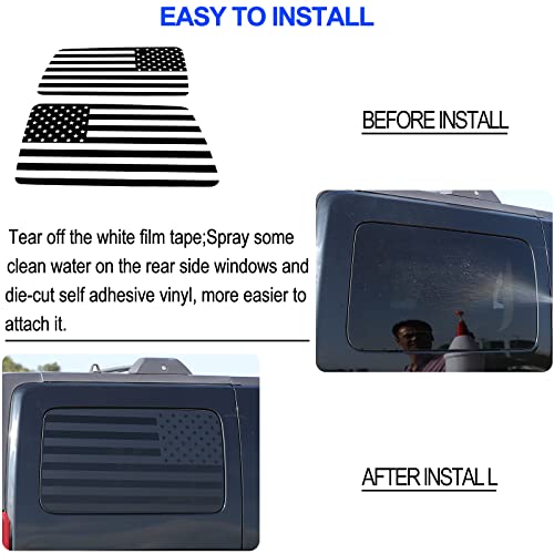 Rear Side Window American Flag Decals Fit For 2005-2009 Hummer H3, Tailgate Side Window Sticker, American Flag Rear Side Window Decal Sticker Accessories, 2Pcs (Side Window, Fit For H3) #TOP3