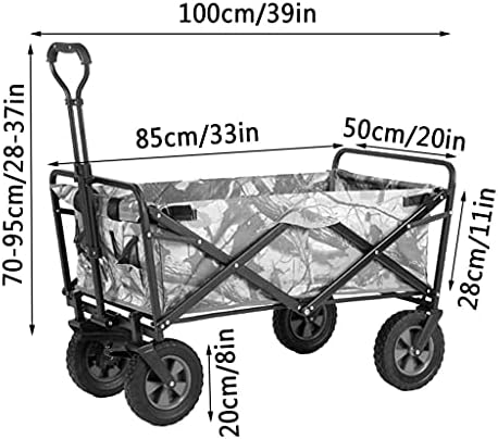 Collapsible Wagon Cart with Wheels Foldable Folding Wagons Carts Silent Universal Wheels,Outdoor Folding Utility Wagon 4 Wheeled Folding Camping Cart, Utility Garden Trolley, Portable Outdoo
