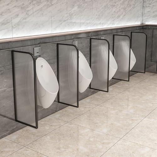 saditesdk Wall-Mounted Urinal Partition Tempered Glass Panel Urinal Baffle artitions with Stainless Steel Wall-Mounted Screen Toilet Partition Wall-Mounted Men Urinal Scr,Black