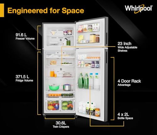 Image of Whirlpool 467L 2star IntelliFresh Convertible Inverter Frost Free Double Door Refrigerator (IF INV CNV 515 ALPHA STEEL (2S)-Y, 2026 Model)