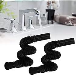 Gedourain Tubo de Desagüe para Lavabo, Tubo de Desagüe para Fregadero PVC Corrugado de Larga Duración Negro Expandible Flexible para Baño