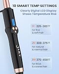 Tapered Curling Wand 0.38"-0.75", Ceramic 3/8-3/4 Inch Small Curling Iron for Long Hair,Dual Voltage Curl Wand with LCD Display, Glove Include