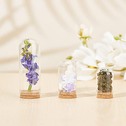 BENECREAT 24 Pack Glass Dome Cloche 3 Mixed Size Decorative Bell Jar with Cork Stoppers for Wedding, Party Favors, Arts and Small Projects