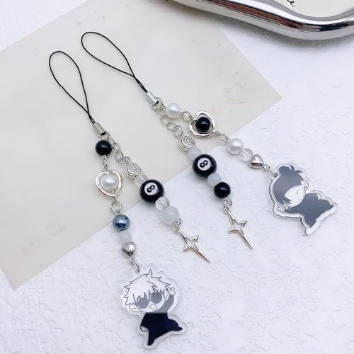 SDFWGG Handy-Anhänger Anime Gojo Geto Inspiriert Telefon Charms Schlüsselanhänger 2 Stück süße Y2K-Anhänger Zubehör für Handytasche Schlüsselanhänger Kamera-Anhänger
